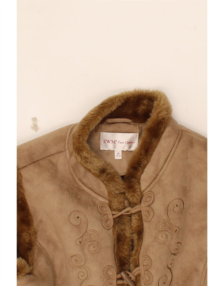 VINTAGE Girls Sherpa Gilet 14-15 Years Medium Brown Colourblock Polyester Vintage Vintage and Second-Hand Vintage from Messina Hembry 