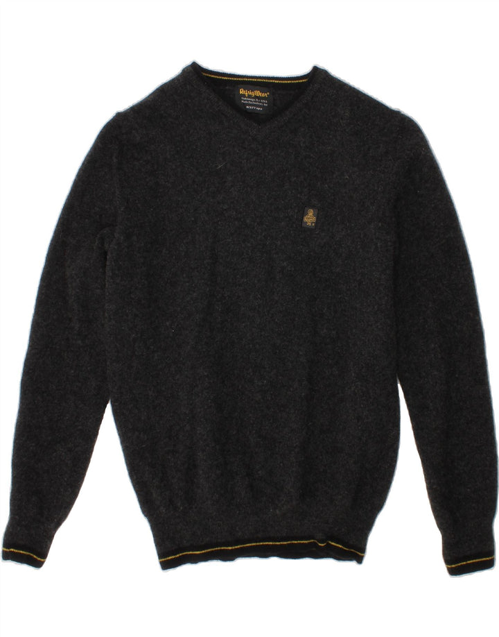 REFRIGIWEAR Boys V-Neck Jumper Sweater 11-12 Years Small  Grey Flecked Vintage Refrigiwear and Second-Hand Refrigiwear from Messina Hembry 