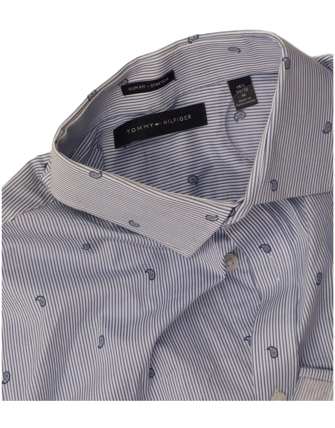 TOMMY HILFIGER Stretch-skjorte til mænd str. 15 1/2 Medium Blue Nålestribe
