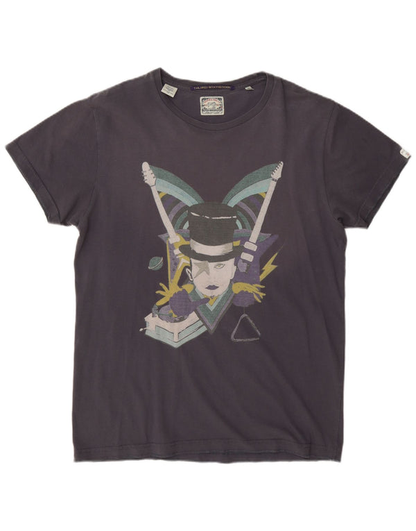 Scotch & Soda Herre grafisk T-shirt Top Medium Marineblå Bomuld