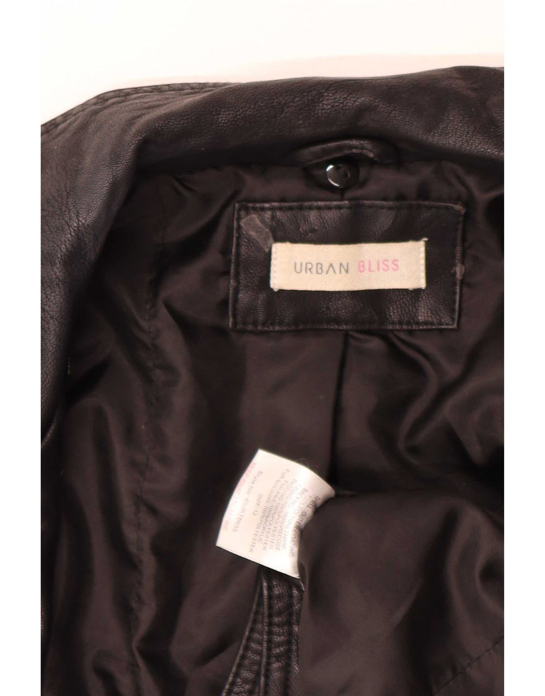 Urban Bliss Dame Crop Læder Biker Jacket UK 12 Medium Black