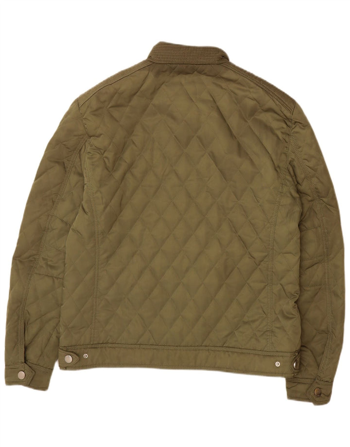 Zara Herre quiltet jakke UK 44 2XL Khaki Polyester