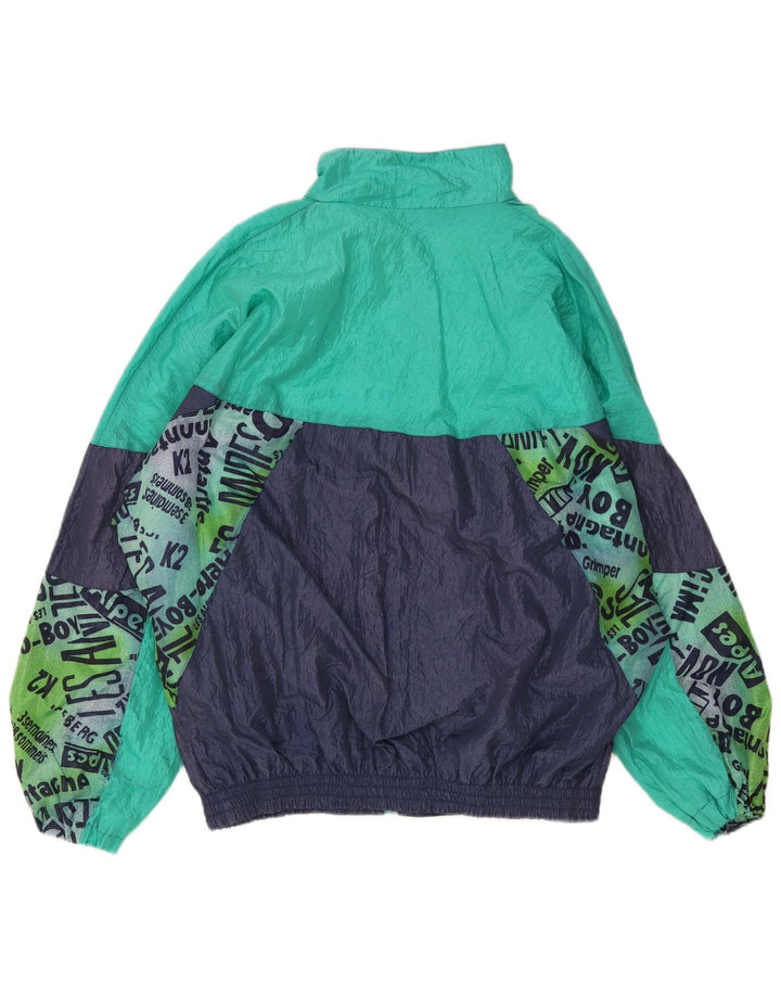 Vintage oversize træningsdragt til mænd, topjakke XL marineblå farveblok