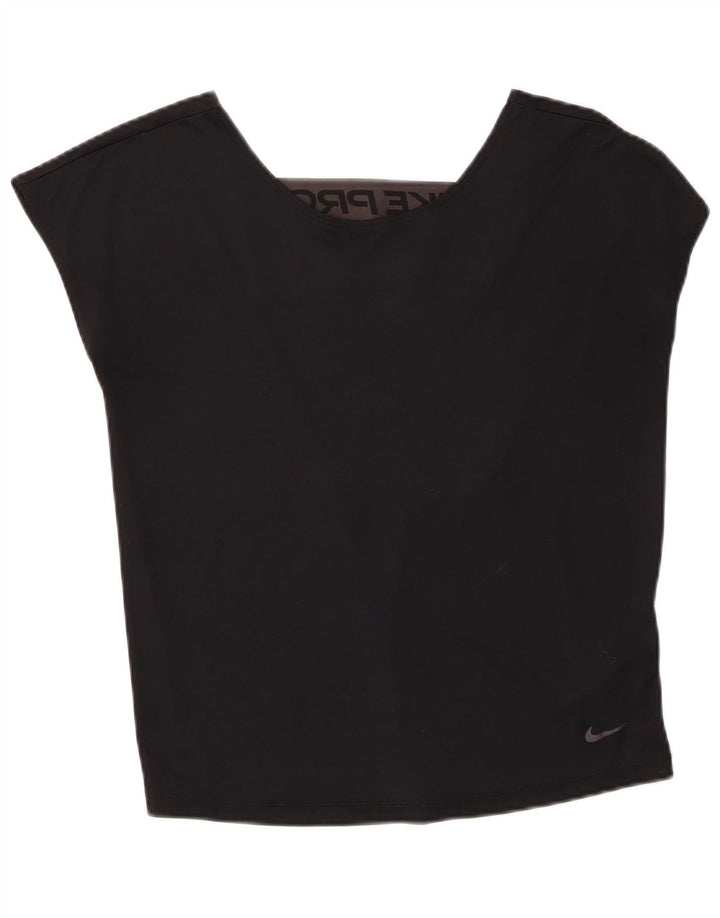 Nike Dame Dri Fit Oversized grafisk vest Top UK 6 XS Sort Polyester