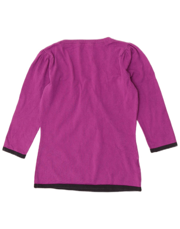 Laura Ashley Dame Top 3/4 ærmer UK 10 Small Purple Colourblock Bomuld
