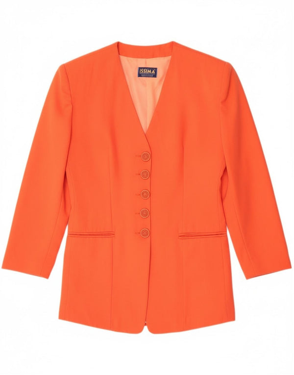 Issima Dame 5 Button Blazer Jacket UK 12 Medium Orange