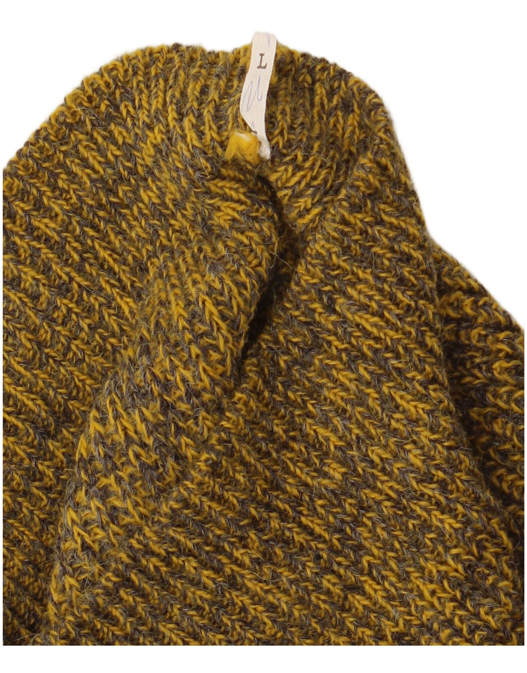 VINTAGE Herre Crew Neck Jumper Sweater Stor Khaki stribet