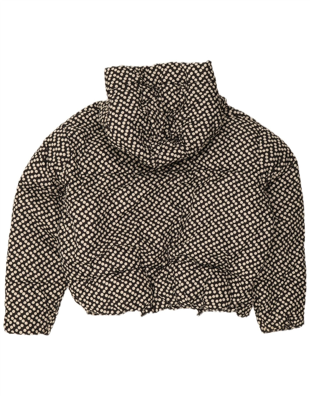 Zara Dame Hætte Oversized Polstret Jakke UK 10 Small Black Polka Dot