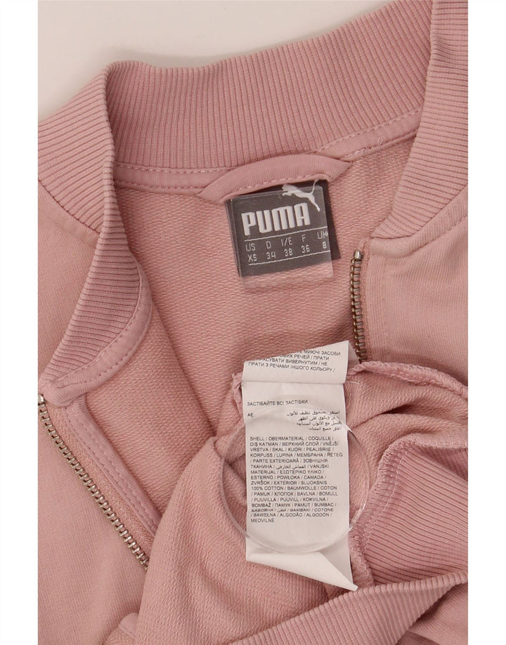 PUMA Womens Graphic Crop Tracksuit Top Jacket UK 8 Small  Pink Cotton Vintage Puma and Second-Hand Puma from Messina Hembry 