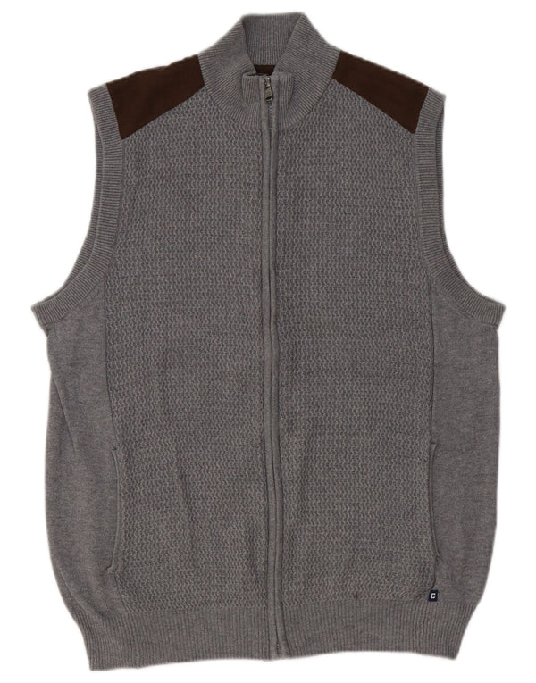 Chaps Herre ærmeløs cardigan sweater Medium Grå Colourblock Bomuld