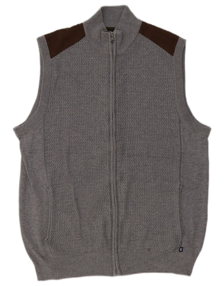 Chaps Herre ærmeløs cardigan sweater Medium Grå Colourblock Bomuld