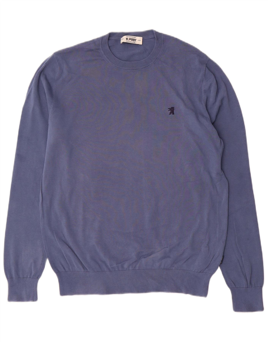 Jaggy herre rund hals sweater mellemblå bomuld