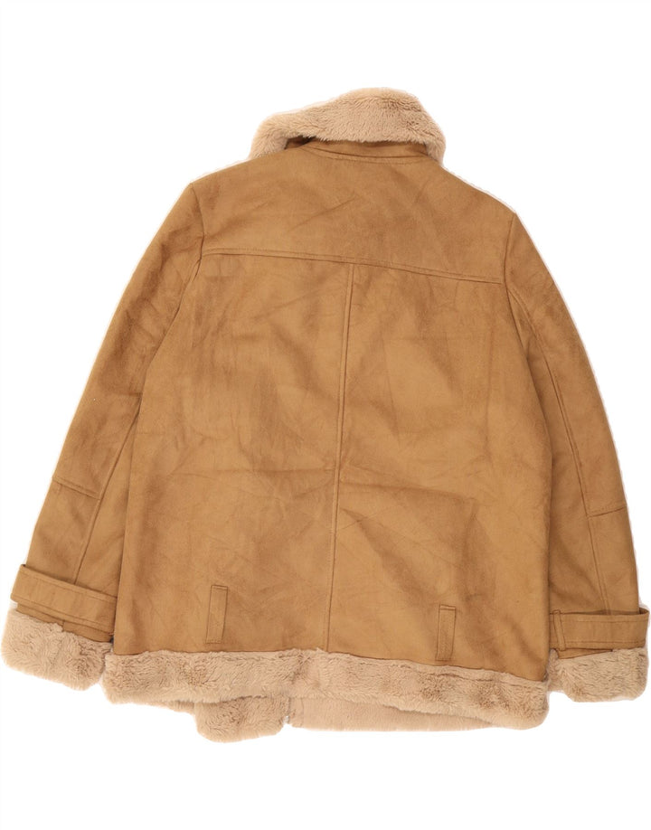 TOPSHOP Womens Oversized Sherpa Jacket UK 12 Medium Beige Vintage Topshop and Second-Hand Topshop from Messina Hembry 