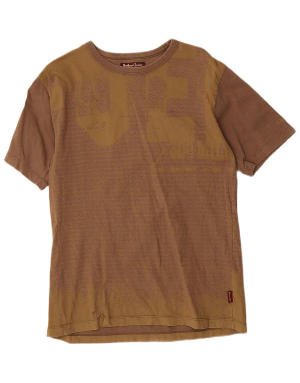 Marlboro Classics Herre grafisk T-shirt Top Medium Brun Nålestribet Bomuld