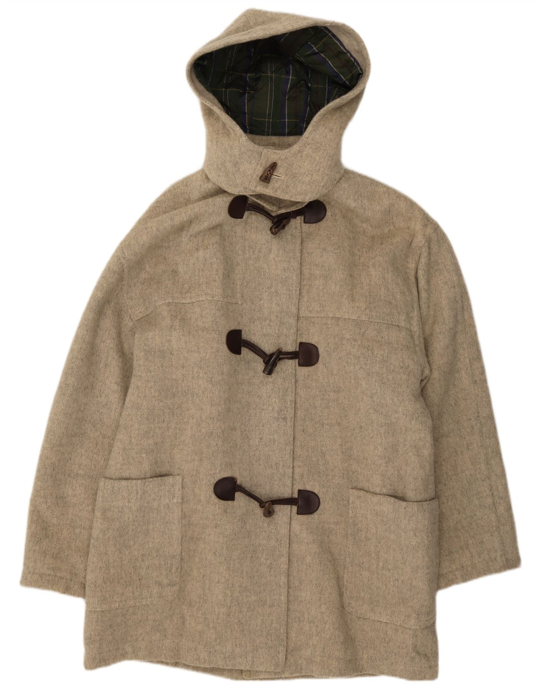 Reine Wolle Dame Hooded Duffel Coat IT 56 3XL Grå Uld