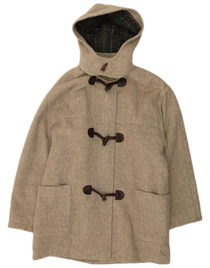 Reine Wolle Dame Hooded Duffel Coat IT 56 3XL Grå Uld