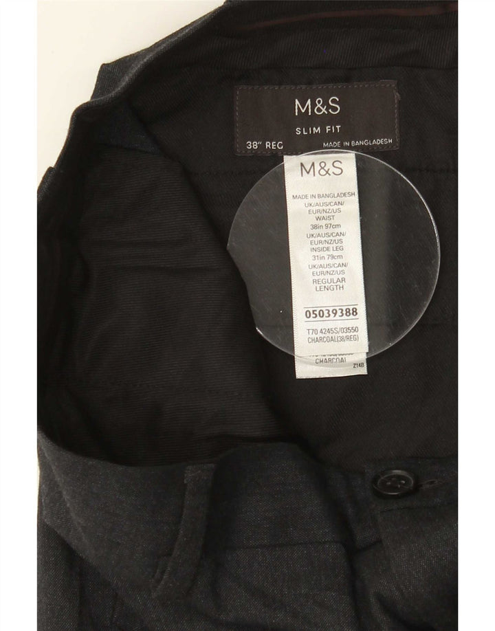Marks & Spencer Herre Slim Fit Suit Bukser W38 L31 Grå Polyester