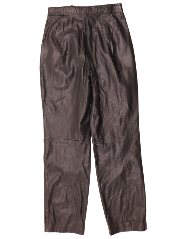 Vintage kvinders højtaljede læderbukser W26 L31 Sort