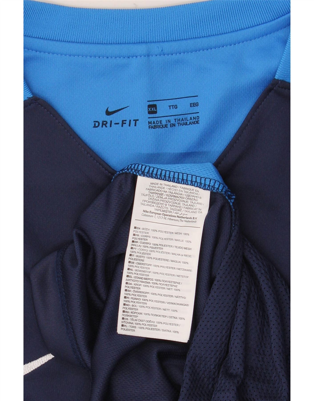 Nike Herre Dri Fit T-shirt Top 2XL Marineblå Colourblock Polyester