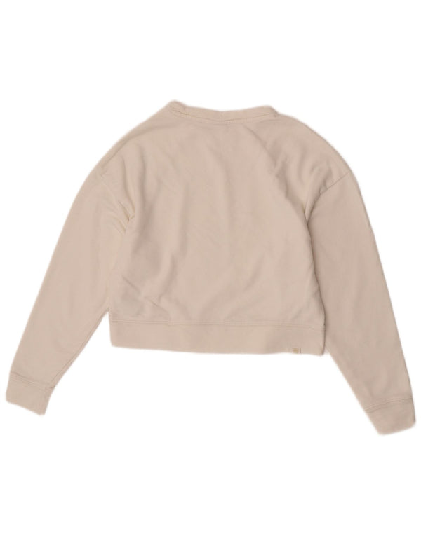 Puma Womens Crop Sweatshirt Jumper UK 6 XS Hvid Bomuld