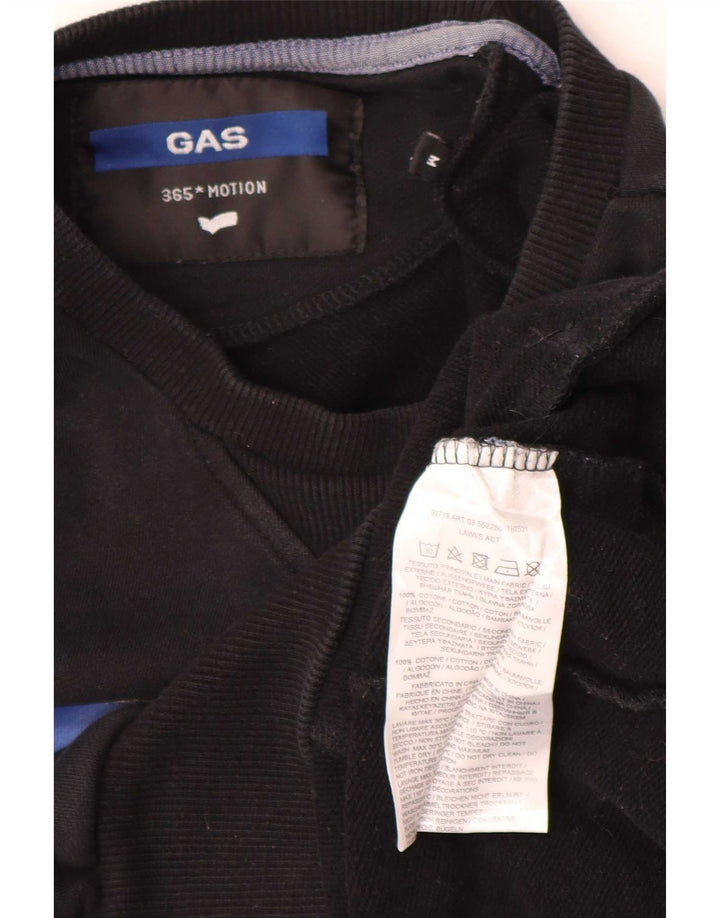Gas Herre Grafisk Sweatshirt Jumper Medium Sort Bomuld