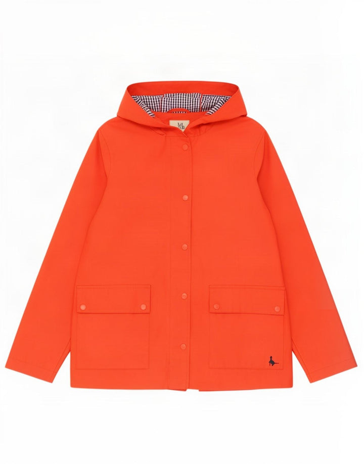 Jack Wills Regnjakke med hætte til kvinder UK 12 Medium Rød Polyester