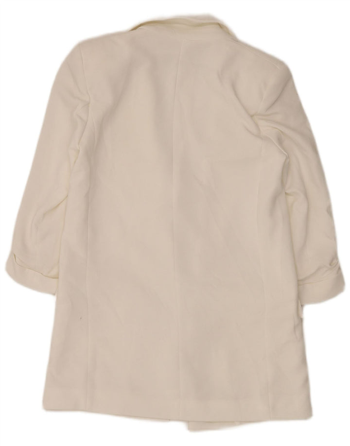 Zara Womens Open Oversized Blazer Jacket UK 6 XS Hvid Polyester