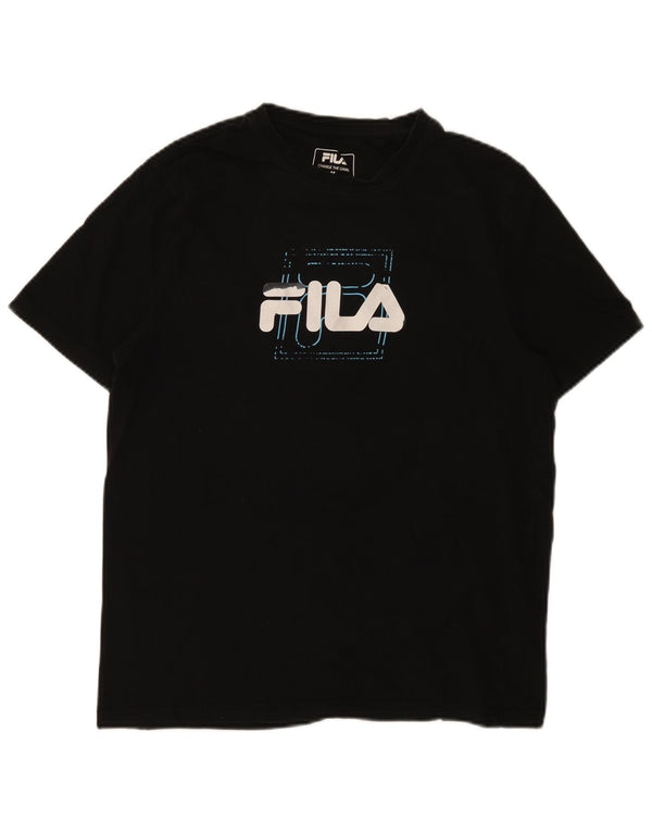 Fila Mens Graphic T-Shirt Top Medium Black Cotton