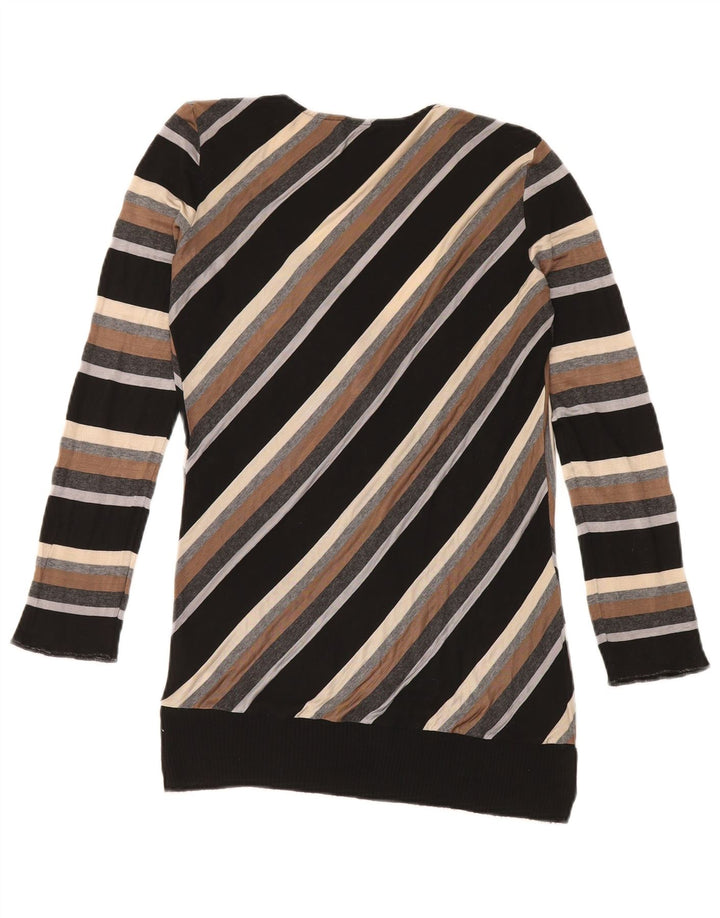 Benetton Dame V-hals sweater UK 14 Stor flerfarvet stribet