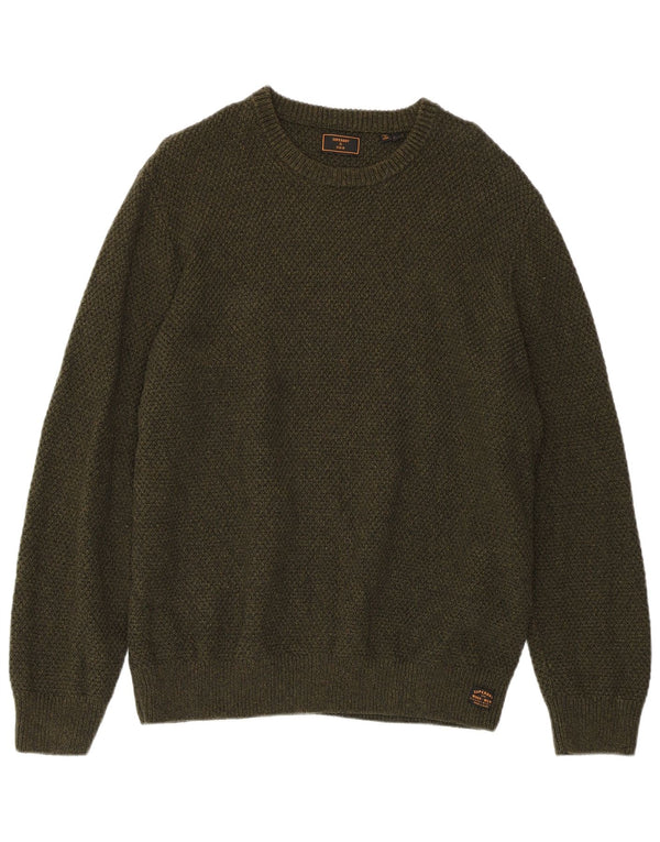 SUPERDRY Herre sweater med rund hals 2XL Khaki Bomuld