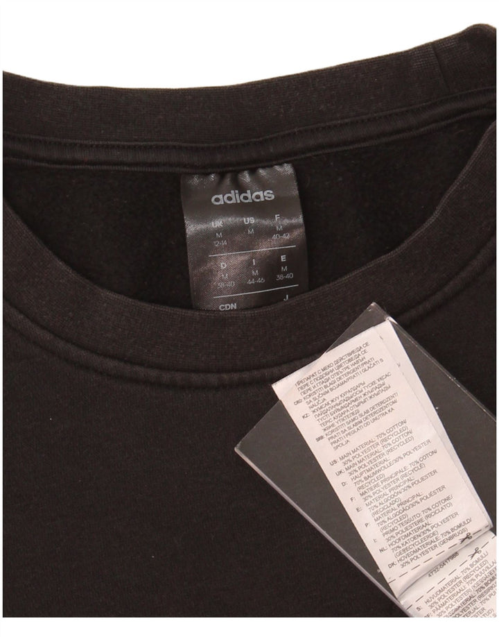 ADIDAS Womens Sweatshirt Jumper UK 12/14 Medium Black Cotton