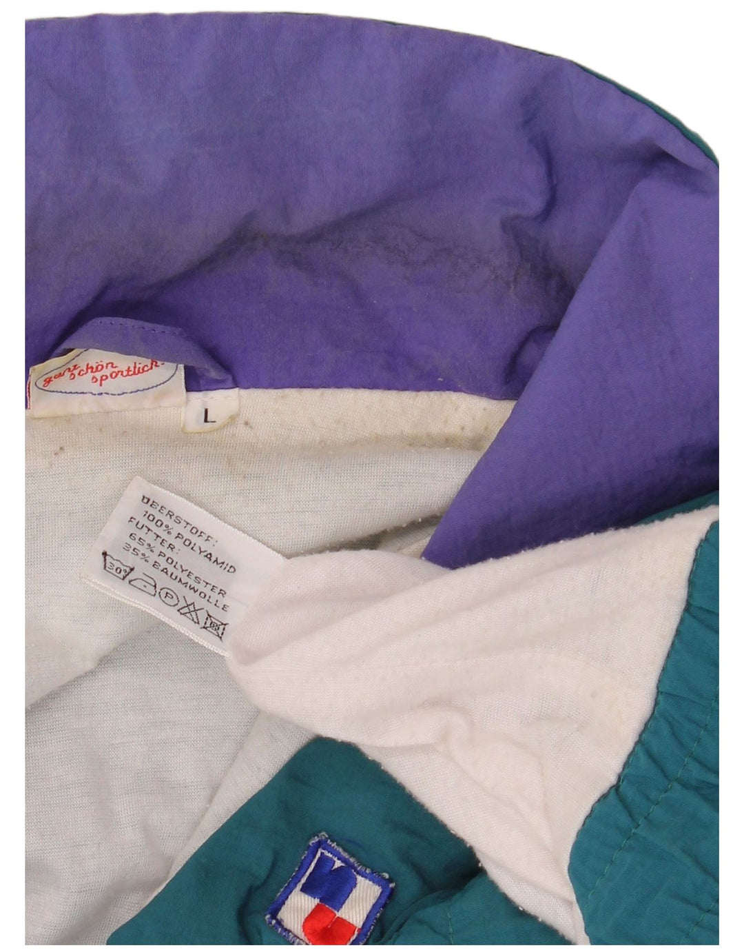 Vintage Herre Loose Fit træningsdragt Topjakke Stor Blå Colourblock