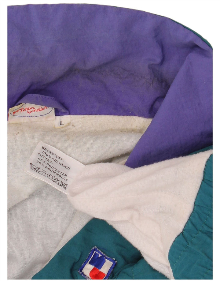Vintage Herre Loose Fit træningsdragt Topjakke Stor Blå Colourblock