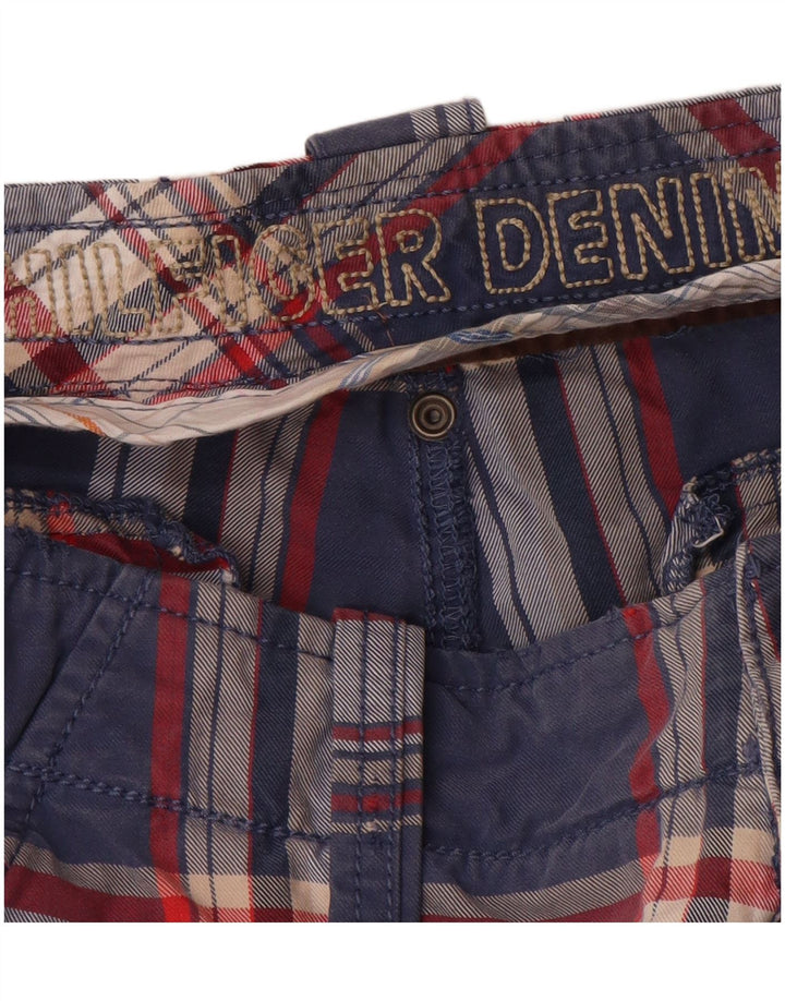 TOMMY HILFIGER Herre Cargo Shorts W32 Mellem marineblå ternet bomuld