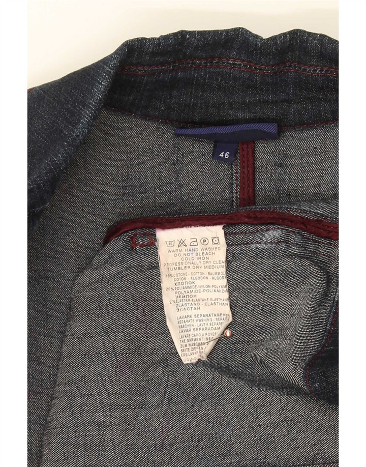 Trussardi Jeans Dame 3 Knaps Denim Blazer Jakke IT 46 Stor Marineblå