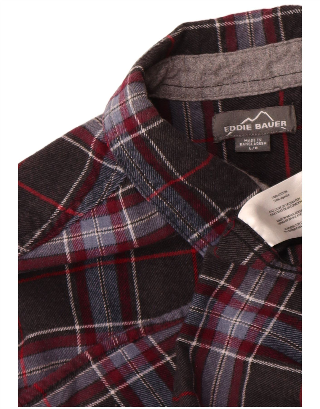 Eddie Bauer Herre flannelskjorte Stor grå ternet bomuld