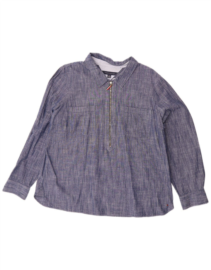 Tommy Hilfiger Dame Pullover Shirt UK 20 2XL Blå Flecked Bomuld