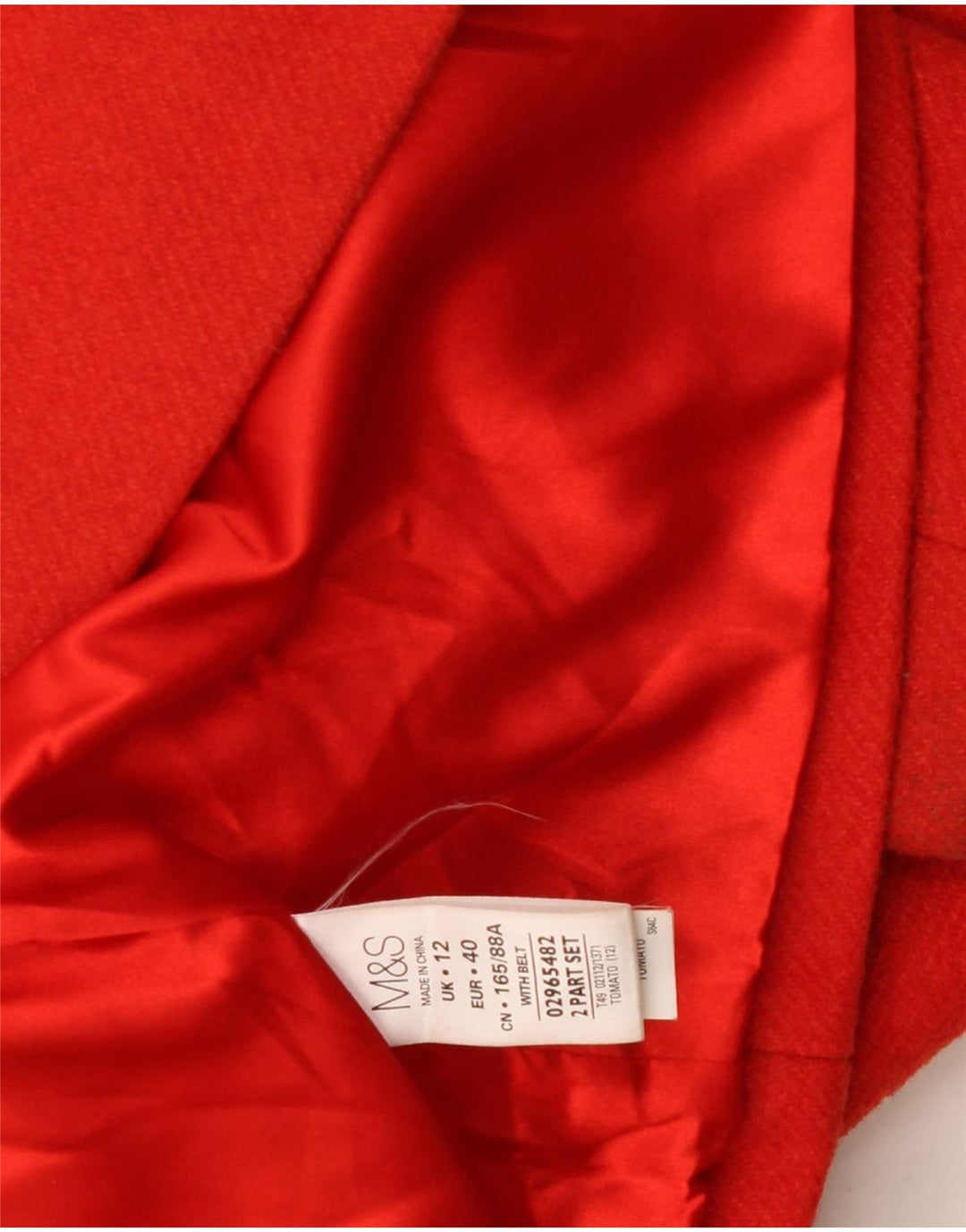 Marks & Spencer Dame Overfrakke UK 12 Medium Rød Akryl
