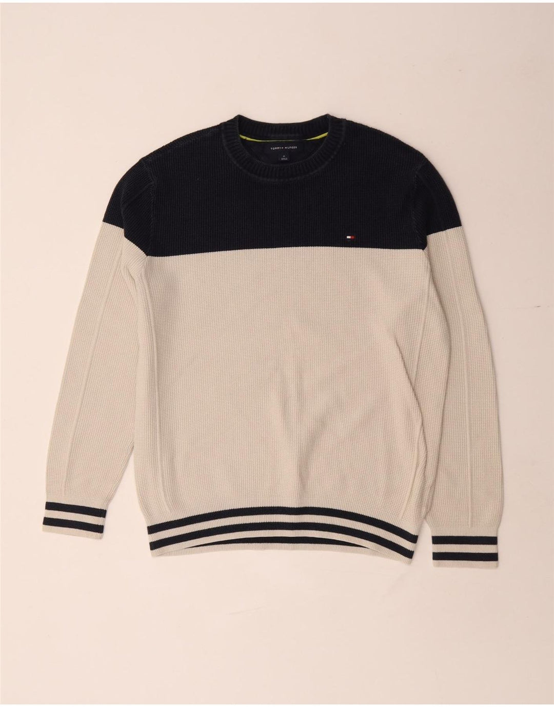 Tommy Hilfiger Herre Crew Neck sweater Medium Off White Colourblock