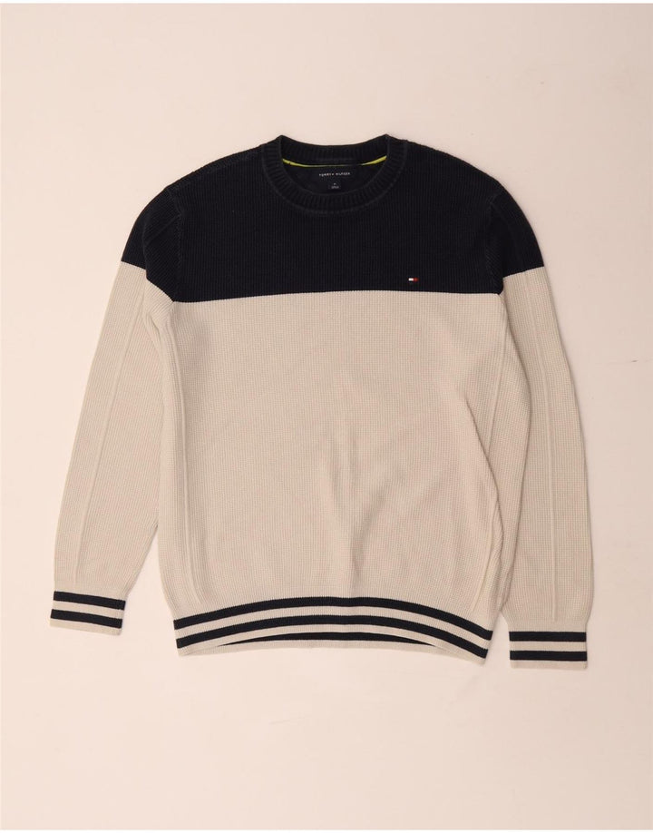 Tommy Hilfiger Herre Crew Neck sweater Medium Off White Colourblock