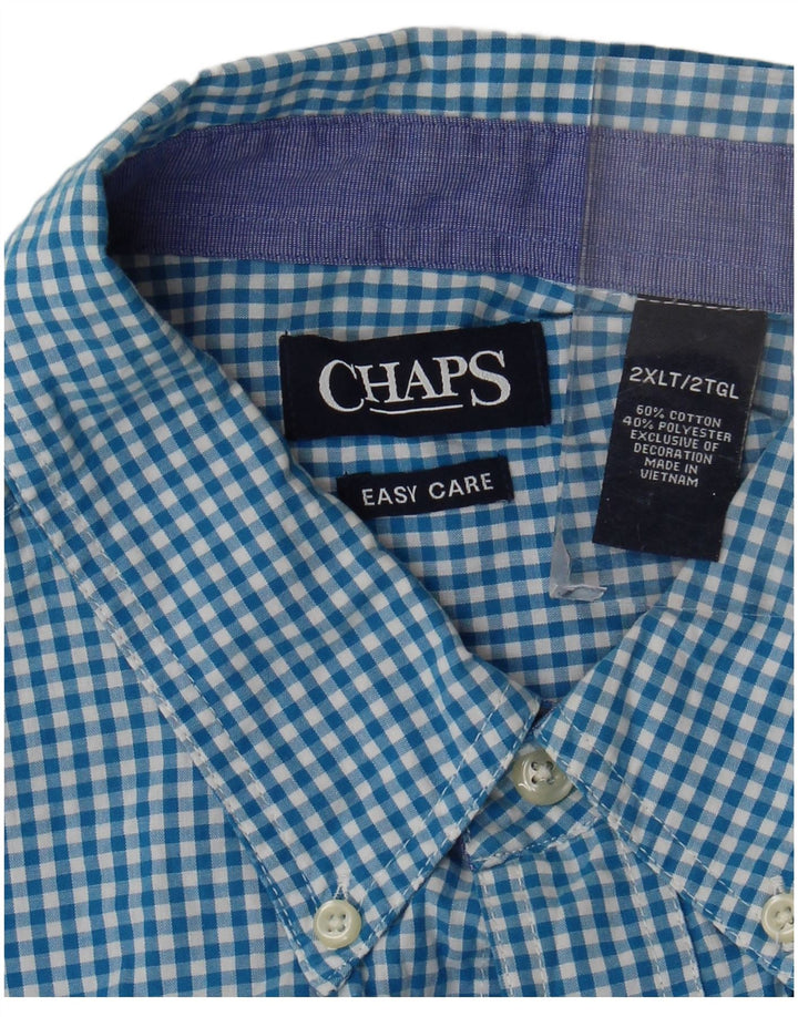 Chaps Herre høj skjorte 2XL blå Gingham bomuld