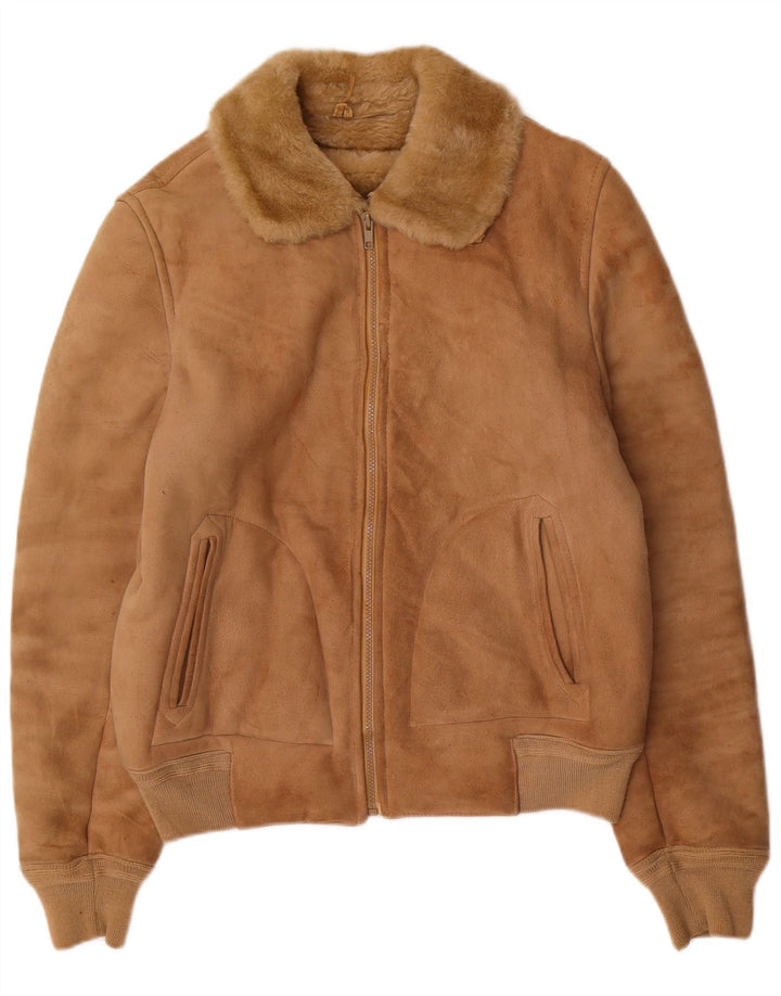 FIBOK Dame Shearling Jacket UK 16 Large Brown Shearling
