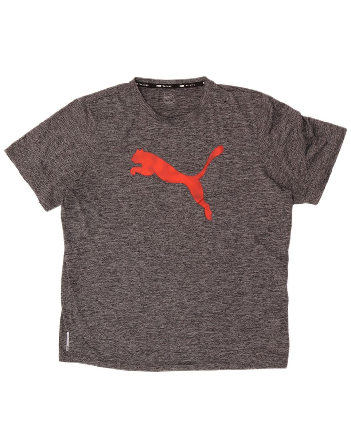 Puma Herre Trænings Grafisk T-Shirt Top XL Grå Flecked Polyester
