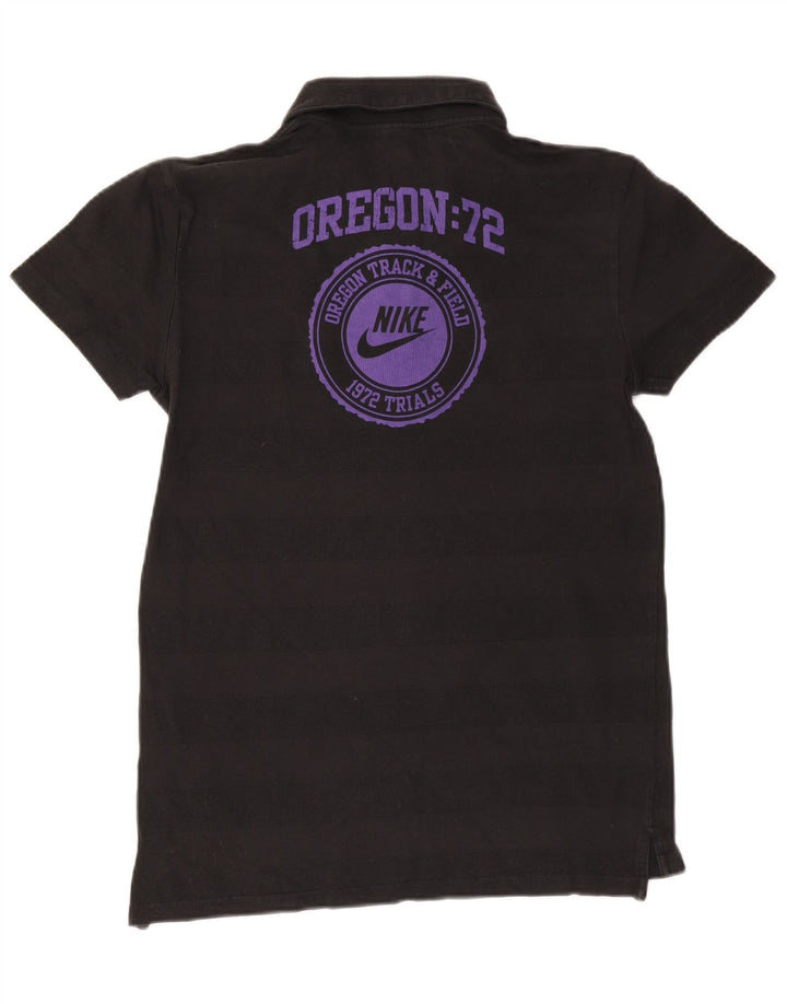 NIKE grafisk poloshirt til mænd UK 39/41 Medium sort stribet bomuld