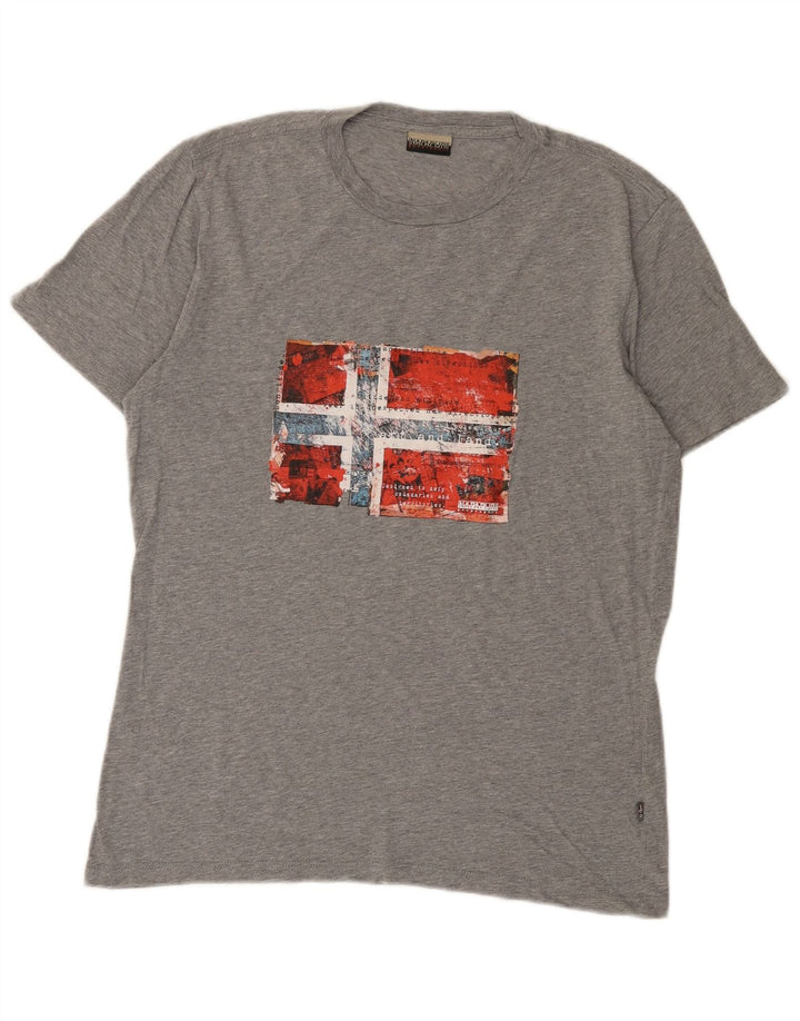 Napapijri Herre Geographic Graphic T-Shirt Top Medium Grey