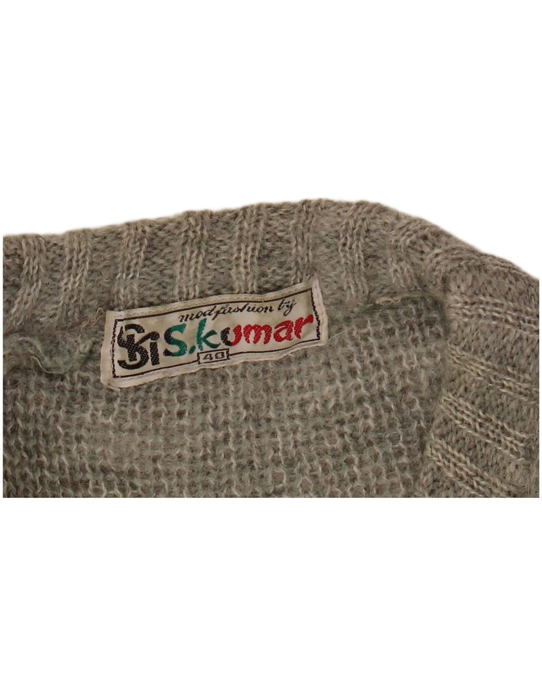 Vintage Herre Crew Neck Jumper Sweater Størrelse 40 Medium Grå Stribet
