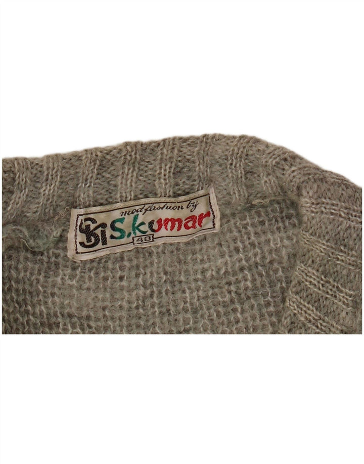 Vintage Herre Crew Neck Jumper Sweater Størrelse 40 Medium Grå Stribet