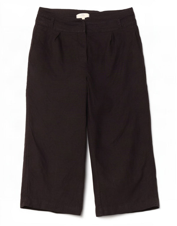 Fat Face Dame Capri Bukser UK 14 Large W34 L23 Black Linen
