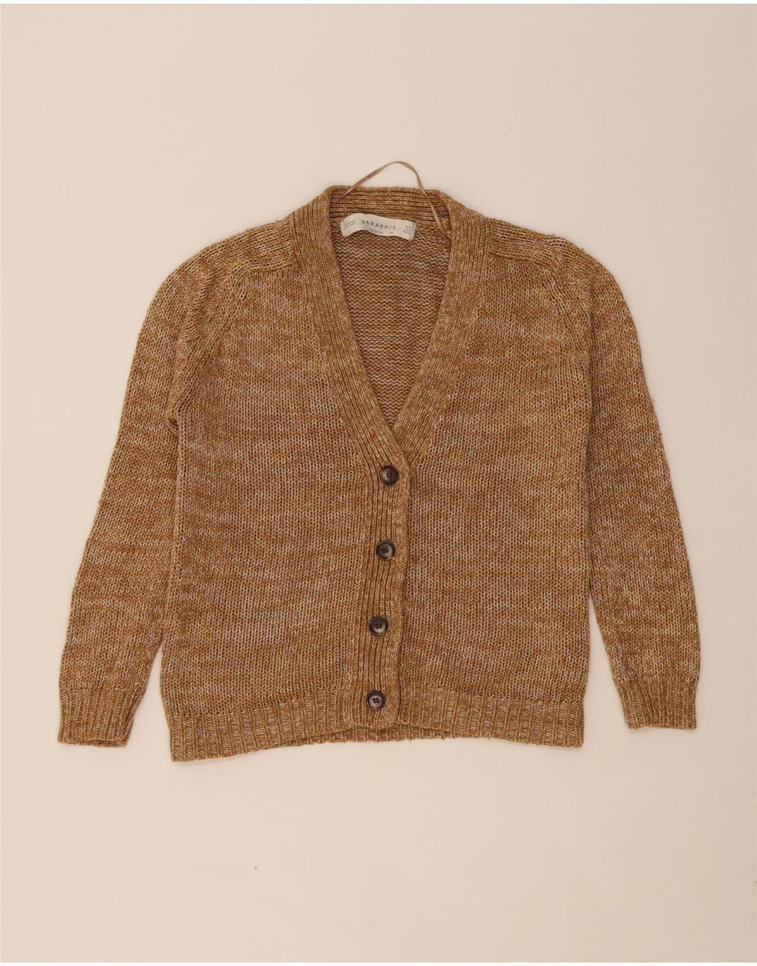 ZARA Womens Cardigan Sweater UK 10 Small Beige Cotton Vintage Zara and Second-Hand Zara from Messina Hembry 