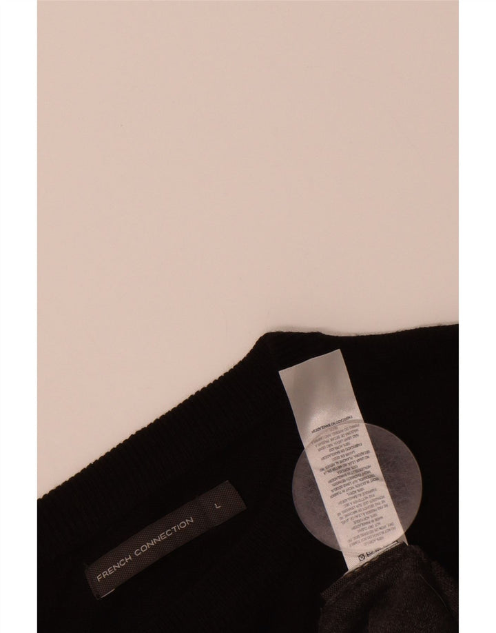 FRENCH CONNECTION Mens Crew Neck Jumper Sweater Large Black Colourblock